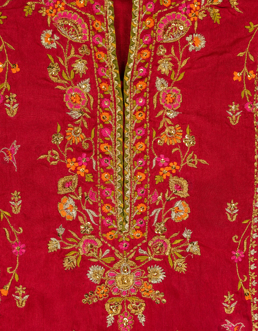 Raw Silk Pink Stitched Suit - J. Junaid Jamshed