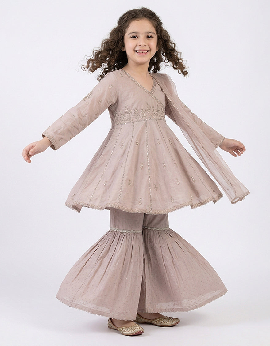 Raw Silk Lilac Stitched Suit - J. Junaid Jamshed