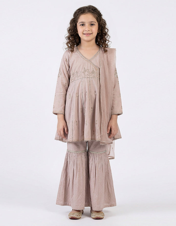 Raw Silk Lilac Stitched Suit - J. Junaid Jamshed