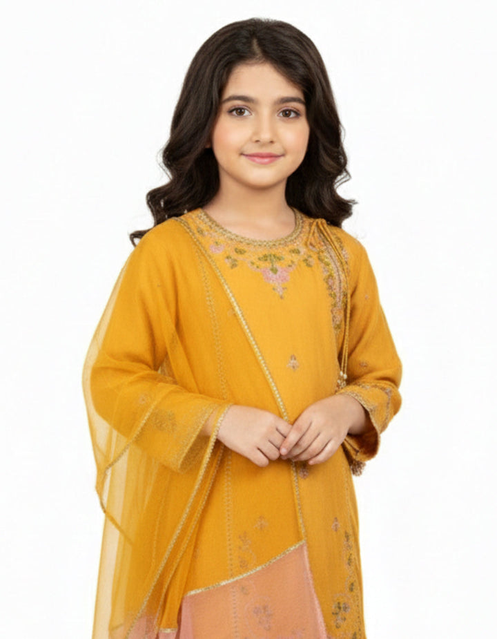 Maple Silk Mustard Stitched Suit - J. Junaid Jamshed