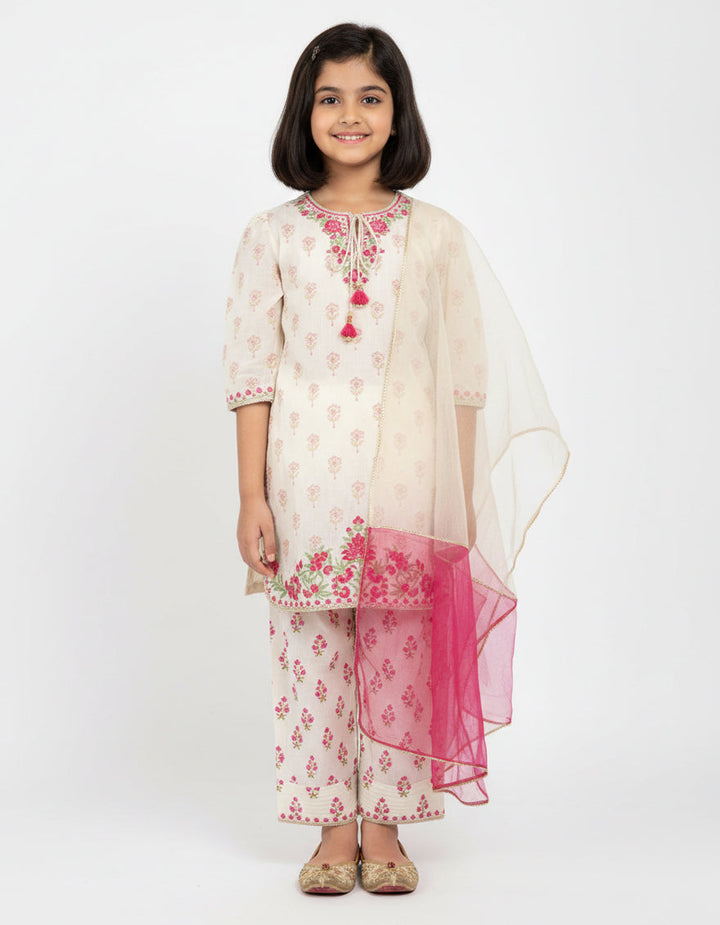 Cotton Silk Beige Stitched Suit - J. Junaid Jamshed