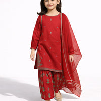 Dobby Red Stitched Suit - J. Junaid Jamshed
