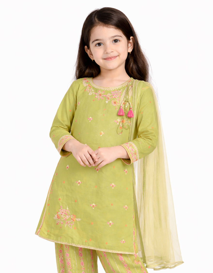 Lawn Green Stitched Suit - J. Junaid Jamshed