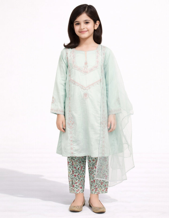 Dyed Dobby Blue Stitched Suit - J. Junaid Jamshed