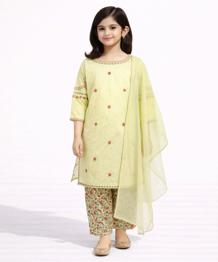 Dyed Dobby Green Stitched Suit - J. Junaid Jamshed