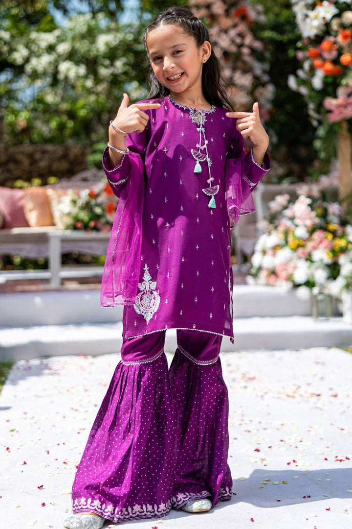 Raw Silk Magenta Stitched Suit - J. Junaid Jamshed
