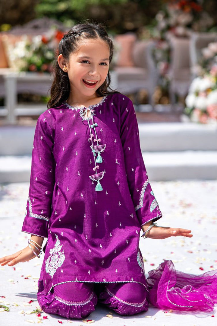 Raw Silk Magenta Stitched Suit - J. Junaid Jamshed