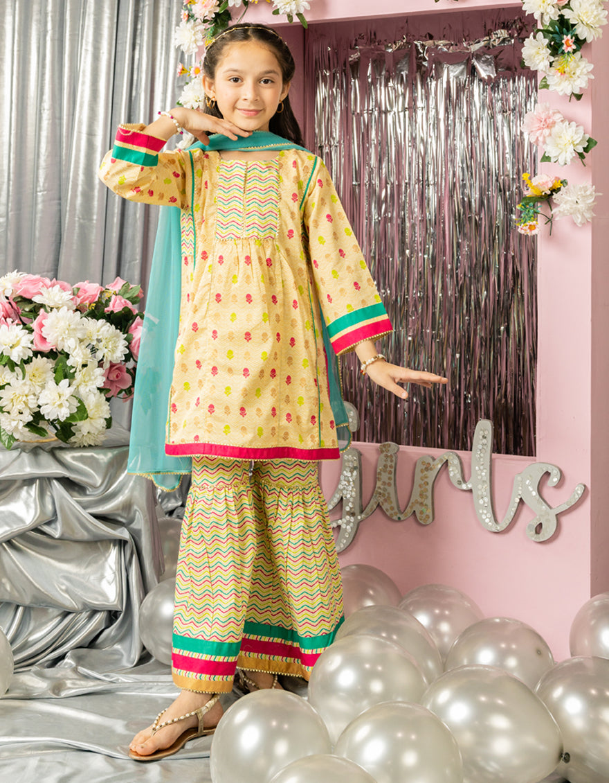 Lawn Multicolor Stitched Suit - J. Junaid Jamshed