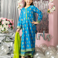 Lawn Blue Stitched Suit - J. Junaid Jamshed