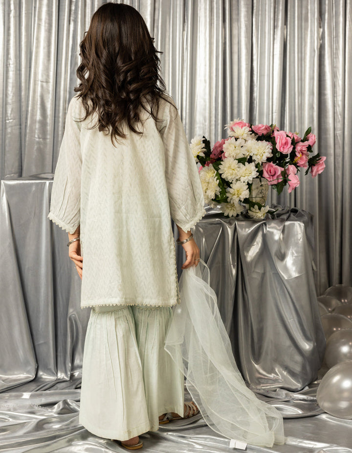 Dobby Blue Stitched Suit - J. Junaid Jamshed