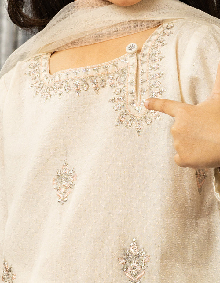 Dobby White Stitched Suit - J. Junaid Jamshed