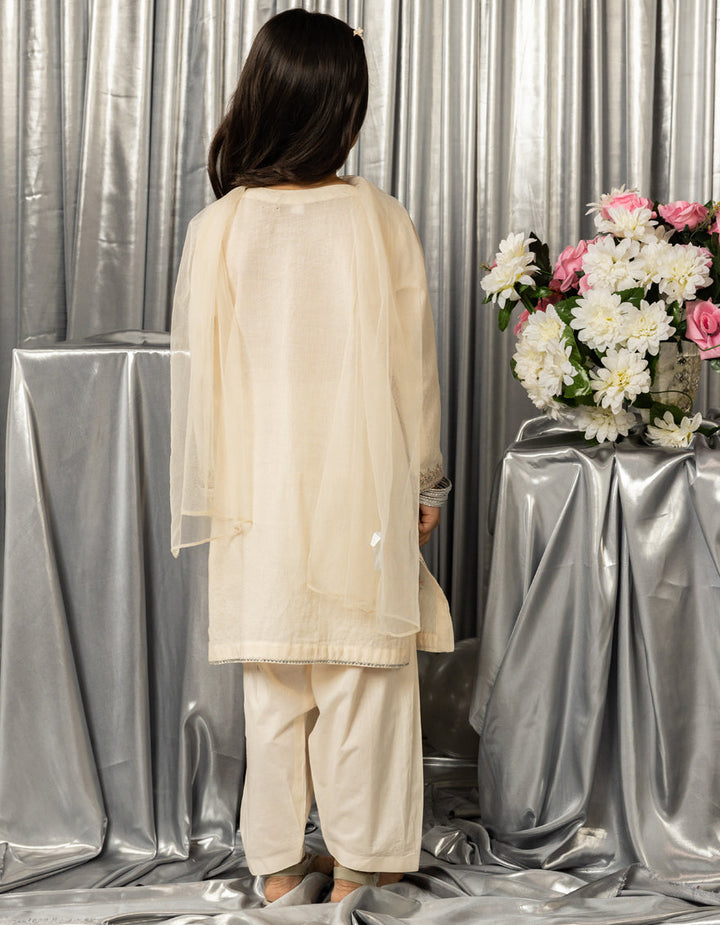 Dobby White Stitched Suit - J. Junaid Jamshed