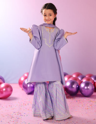 Lawn Silk Purple Stitched Suit - J. Junaid Jamshed