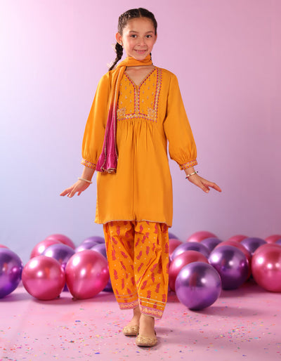 Lawn Mustard Stitched Suit - J. Junaid Jamshed