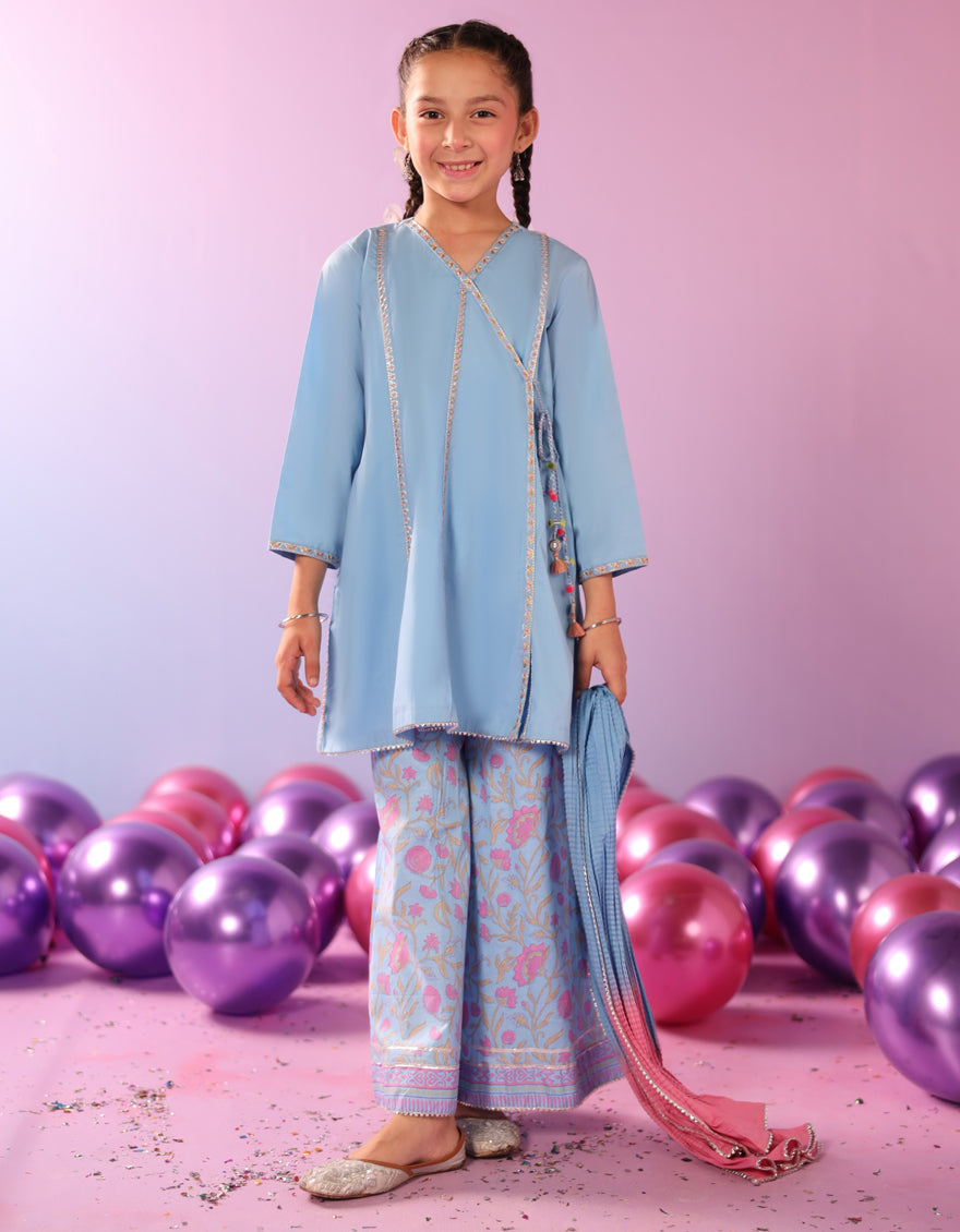 Lawn Silk Blue Stitched Suit - J. Junaid Jamshed