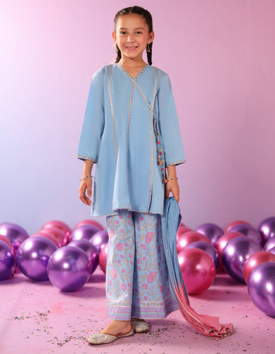 Lawn Silk Blue Stitched Suit - J. Junaid Jamshed