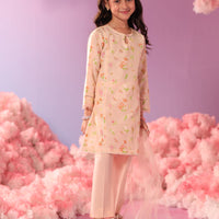 Lawn Peach Stitched Suit - J. Junaid Jamshed