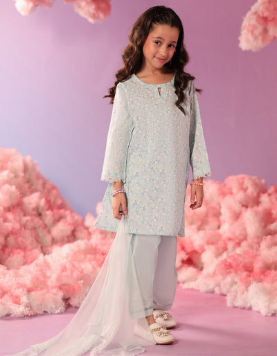 Lawn Blue Stitched Suit - J. Junaid Jamshed