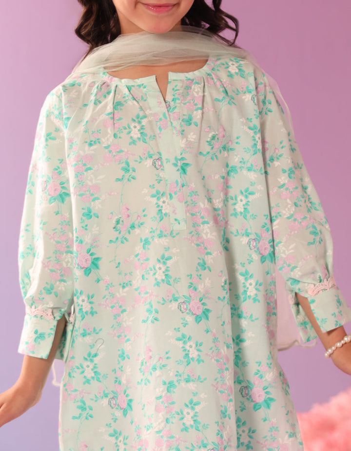 Lawn Green Stitched Suit - J. Junaid Jamshed
