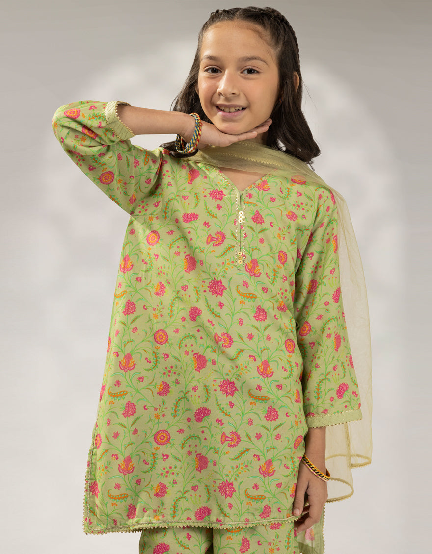 Linen Green Stitched Suit - J. Junaid Jamshed