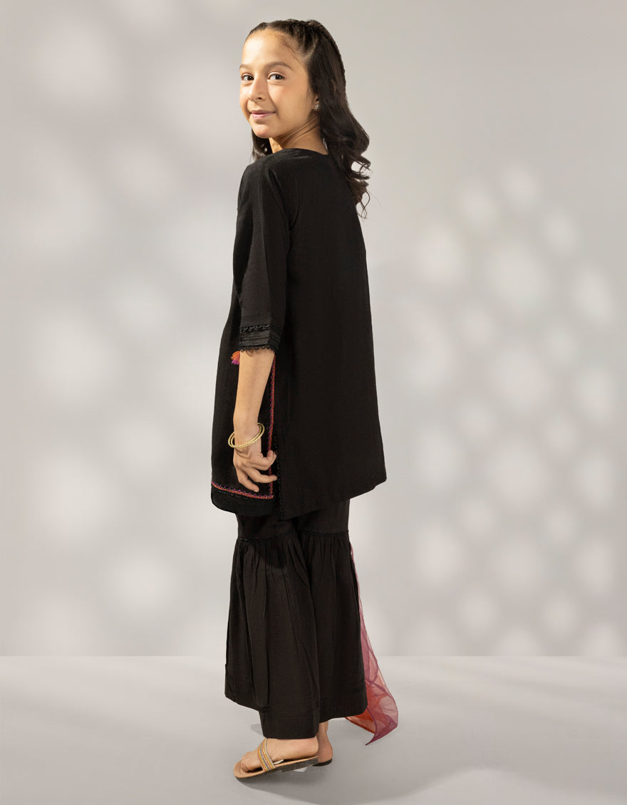 Khaddar Slub Black Stitched Suit - J. Junaid Jamshed