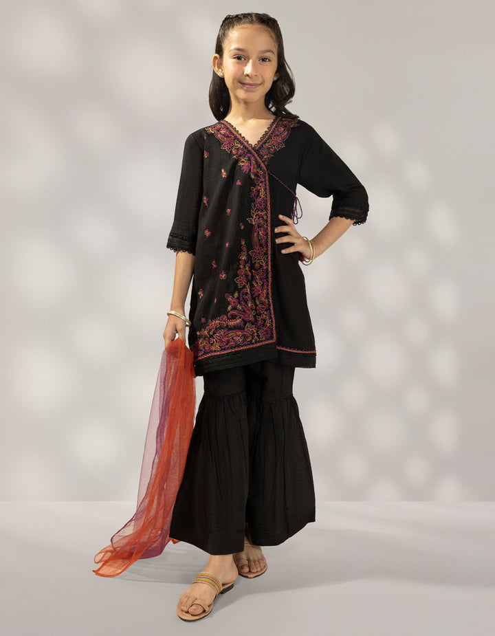 Khaddar Slub Black Stitched Suit - J. Junaid Jamshed