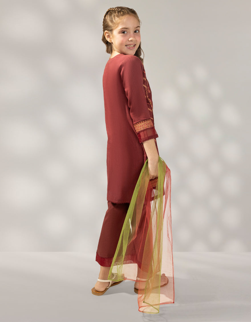 Khaddar Slub Maroon Stitched Suit - J. Junaid Jamshed