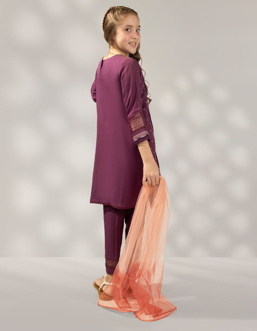 Khaddar Slub Purple Stitched Suit - J. Junaid Jamshed