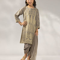 Jacquard Grey Stitched Suit - J. Junaid Jamshed