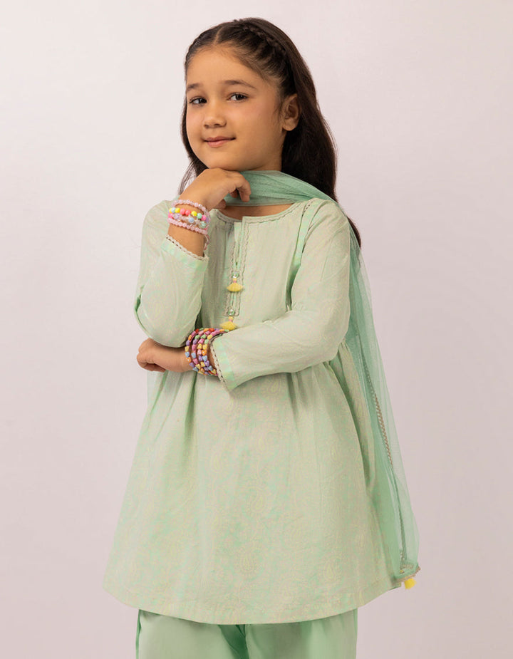 Lawn Green Stitched Suit - J. Junaid Jamshed