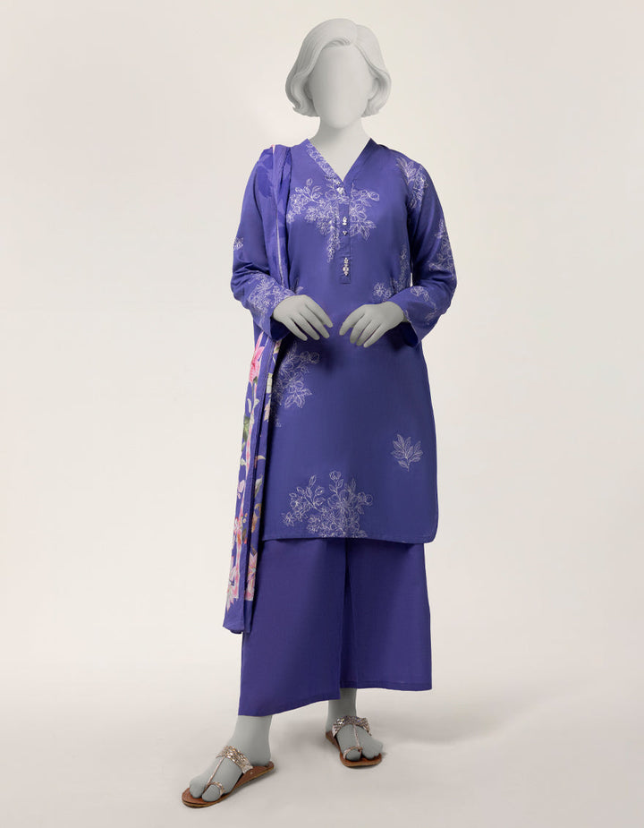 Lawn Purple Stitched Suit - J. Junaid Jamshed