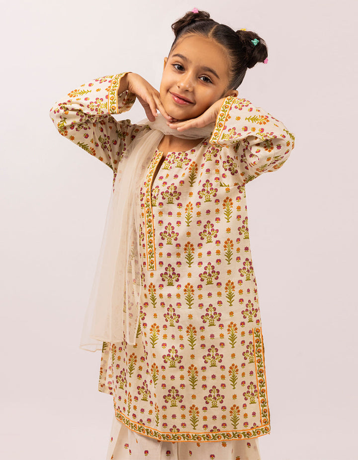 Lawn Beige Stitched Suit - J. Junaid Jamshed