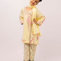 Dobby Yellow Stitched Suit - J. Junaid Jamshed
