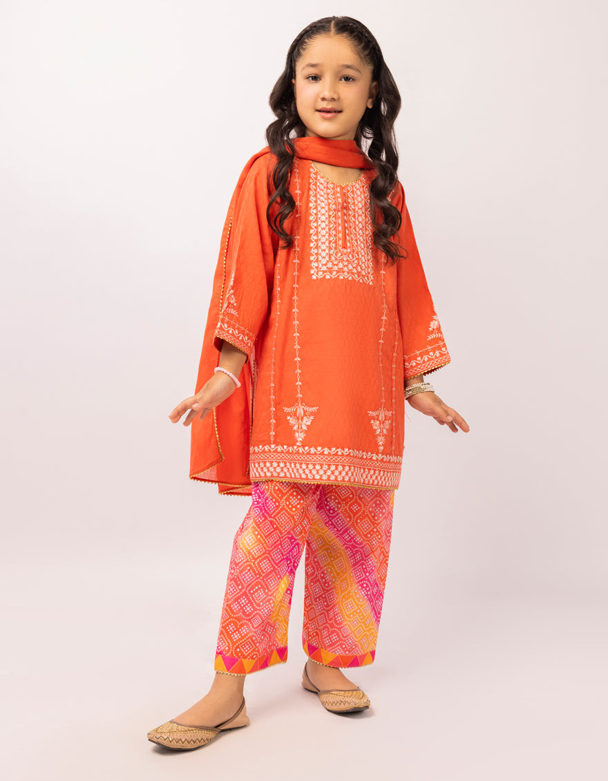 Dobby Rust Stitched Suit - J. Junaid Jamshed