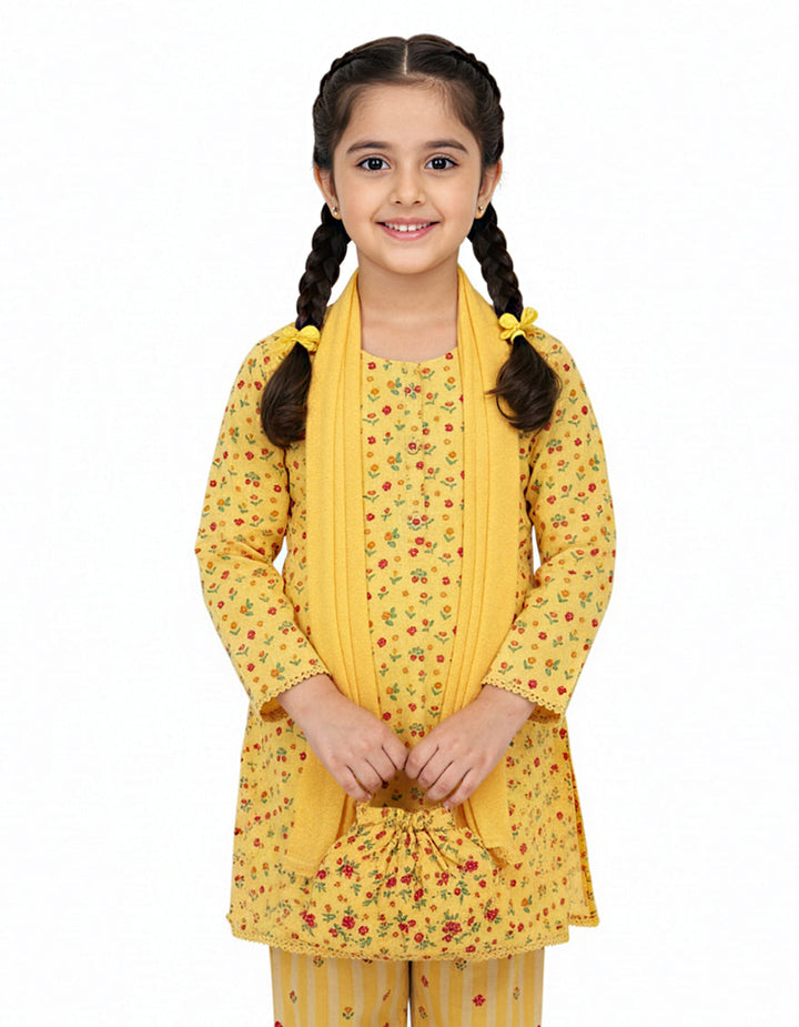 Lawn Yellow Stitched Suit - J. Junaid Jamshed