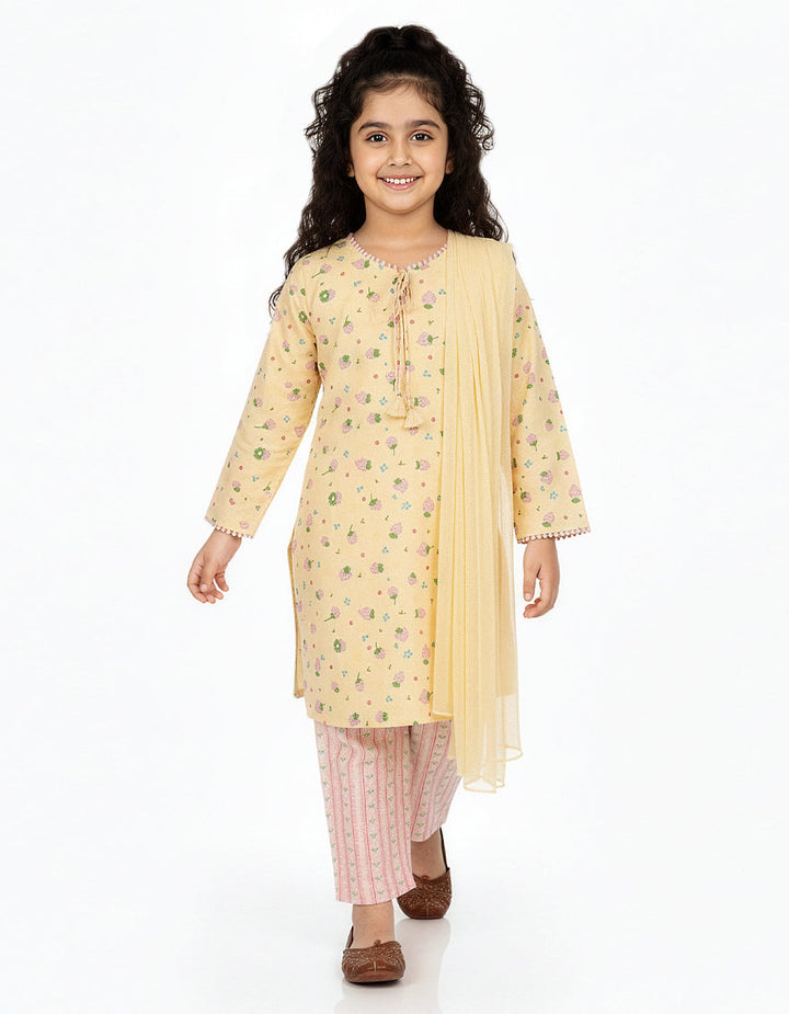 Lawn Beige Stitched Suit - J. Junaid Jamshed