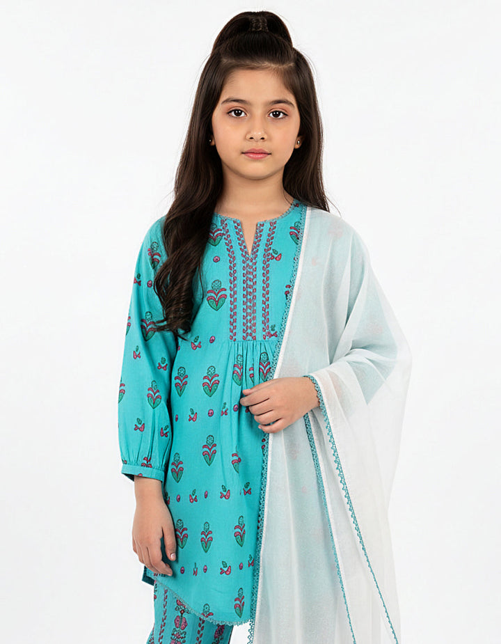 Lawn Sea Green Stitched Suit - J. Junaid Jamshed