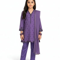 Impure Chiffon Purple Stitched Suit - J. Junaid Jamshed