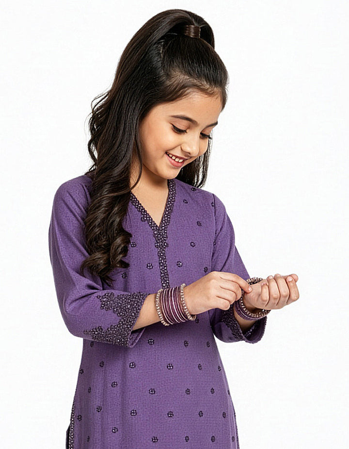 Impure Chiffon Purple Stitched Suit - J. Junaid Jamshed