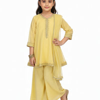 Impure Chiffon Yellow Stitched Suit - J. Junaid Jamshed