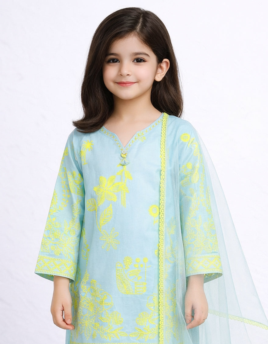 Lawn Sky Blue Stitched Suit - J. Junaid Jamshed