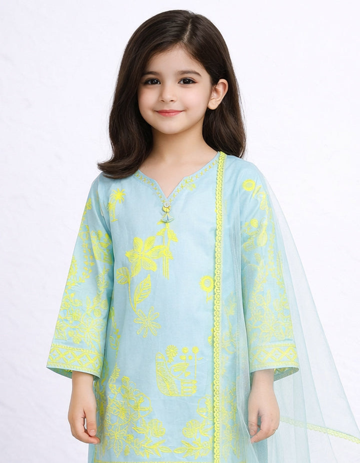 Lawn Sky Blue Stitched Suit - J. Junaid Jamshed