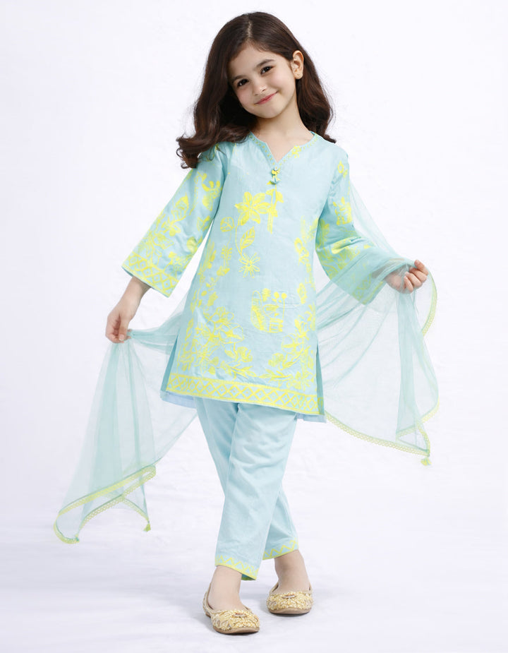 Lawn Sky Blue Stitched Suit - J. Junaid Jamshed