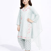 Lawn Green Stitched Suit - J. Junaid Jamshed