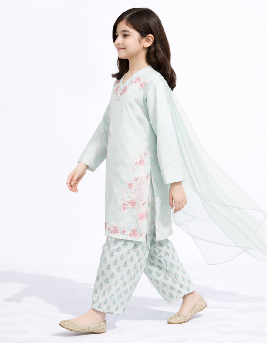 Lawn Green Stitched Suit - J. Junaid Jamshed