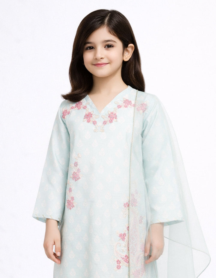 Lawn Green Stitched Suit - J. Junaid Jamshed
