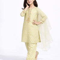 Lawn Green Stitched Suit - J. Junaid Jamshed