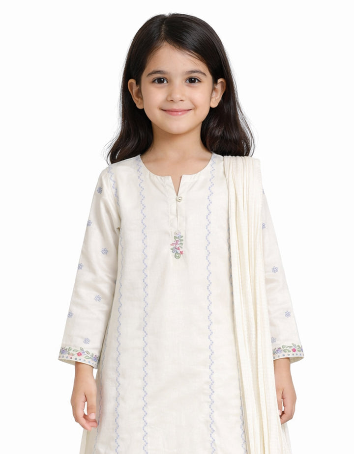 Lawn White Stitched Suit - J. Junaid Jamshed