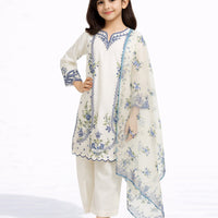Lawn White Stitched Suit - J. Junaid Jamshed