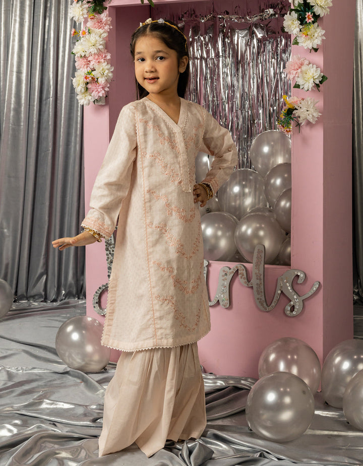 Dobby Pink Kurti - J. Junaid Jamshed
